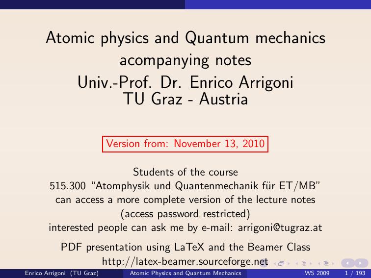 Atomic Physics and Quantum Mechanics