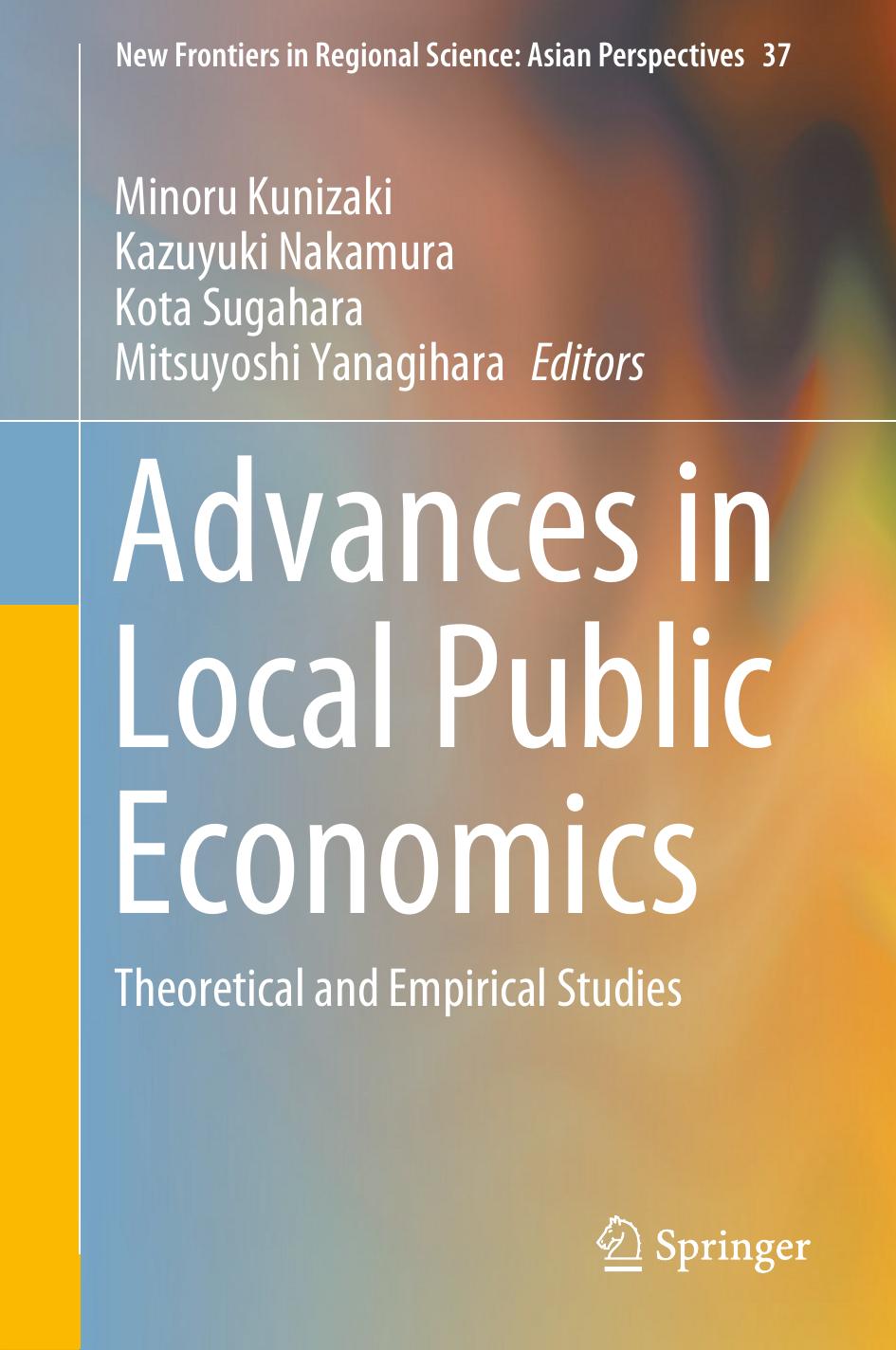 Advances in Local Public Economics Theoretical and Empirical Studies 2019 PDF