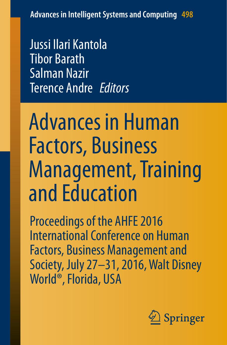 Advances in Human Factors, Business Management, Training and Education Proceedings of the AHFE 2016 2017 ,PDF