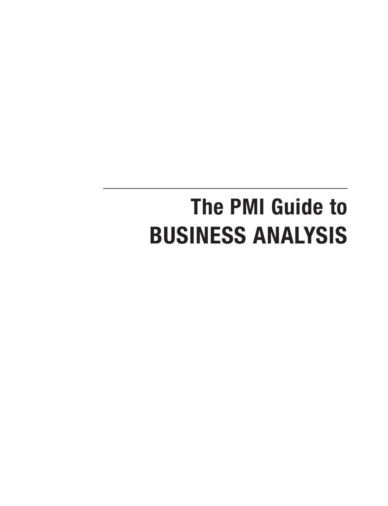 The PMI Guide to BUSINESS ANALYSIS 2017