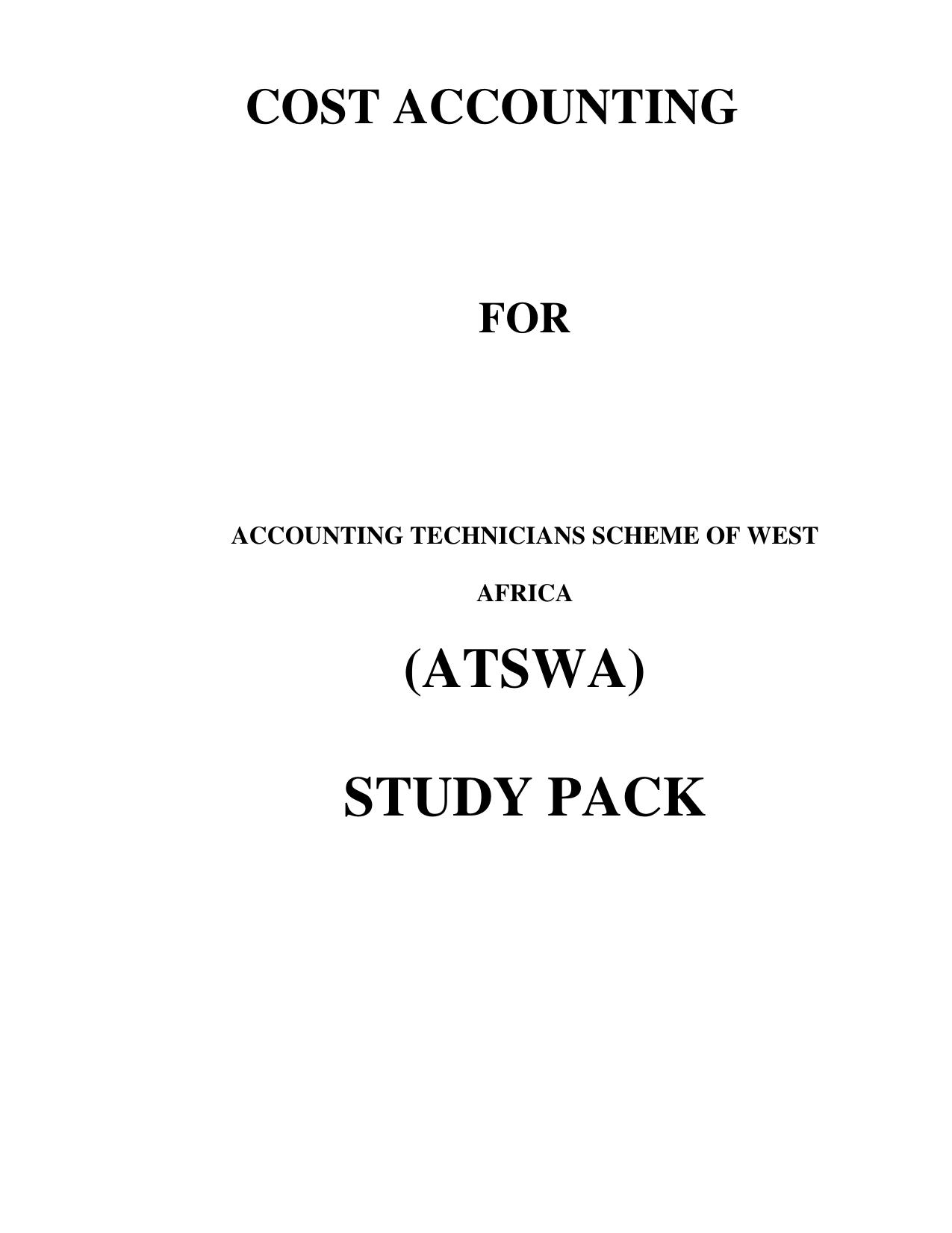 COST ACCOUNTING ican ATSWA  book