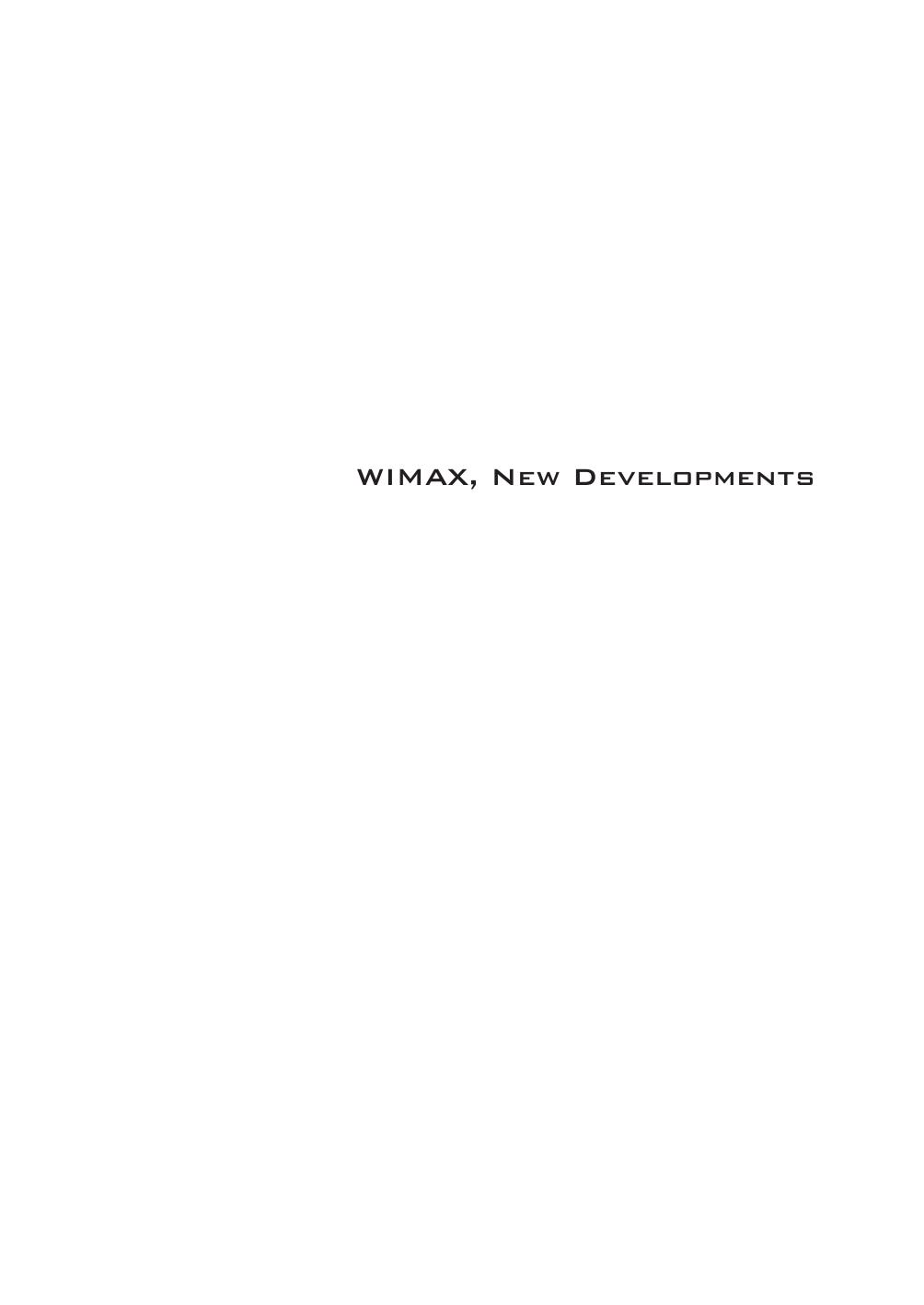 WIMAX, New Developments