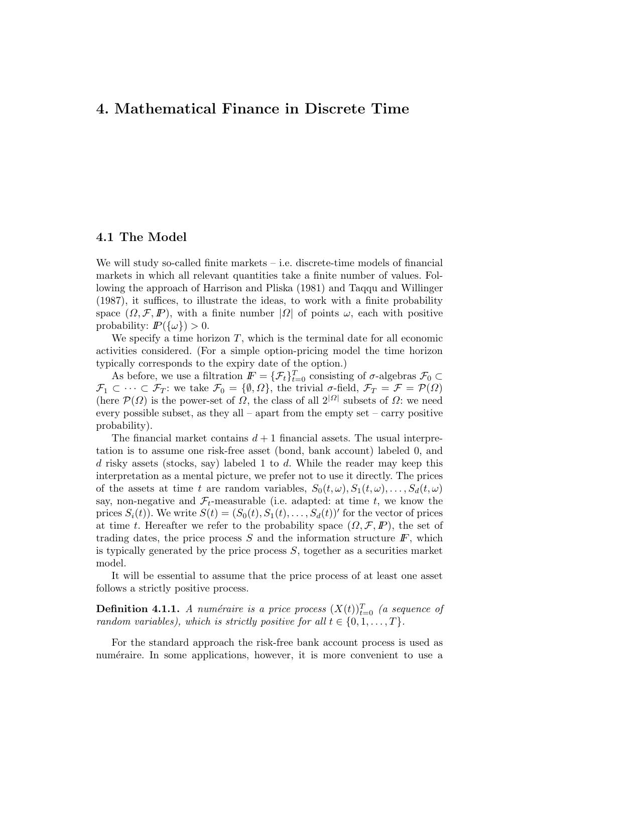 Mathematical Finance in Discrete Time, 2017