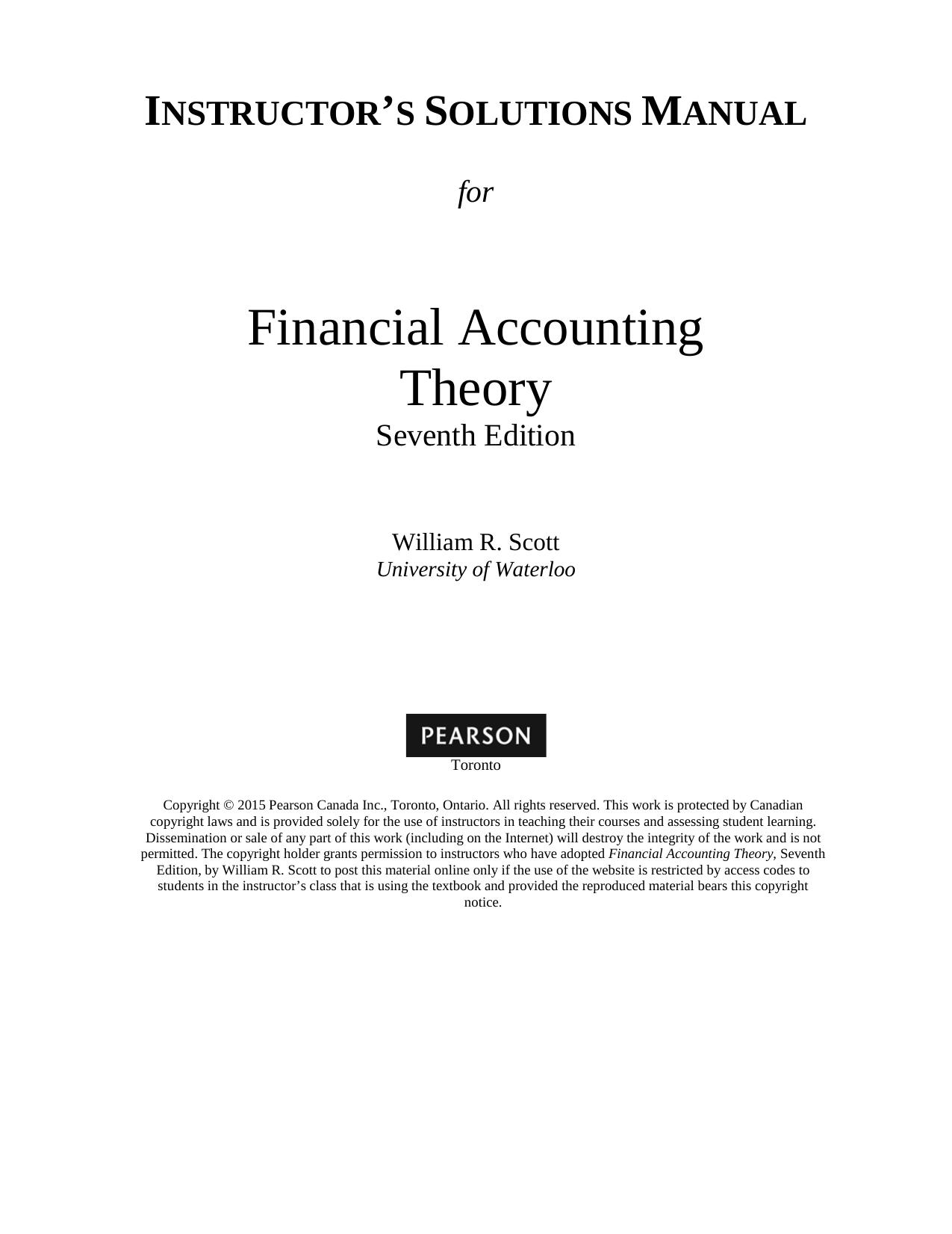 Solution manual for Financial Accounting Theory (7th Edition) ( PDFDrive )