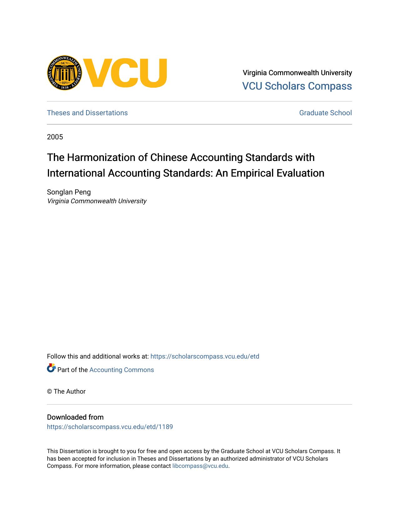 The Harmonization of Chinese Accounting Standards with International Accounting Standards: An Empirical Evaluation