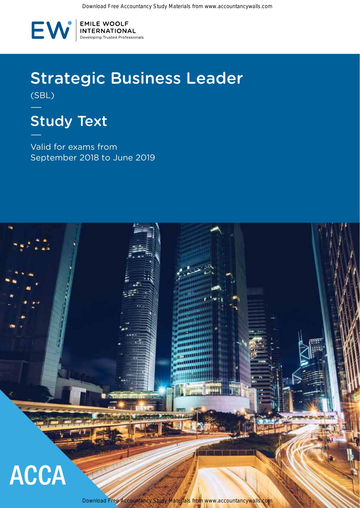 Strategic Business Leader SBL - Study Text - 2018-19