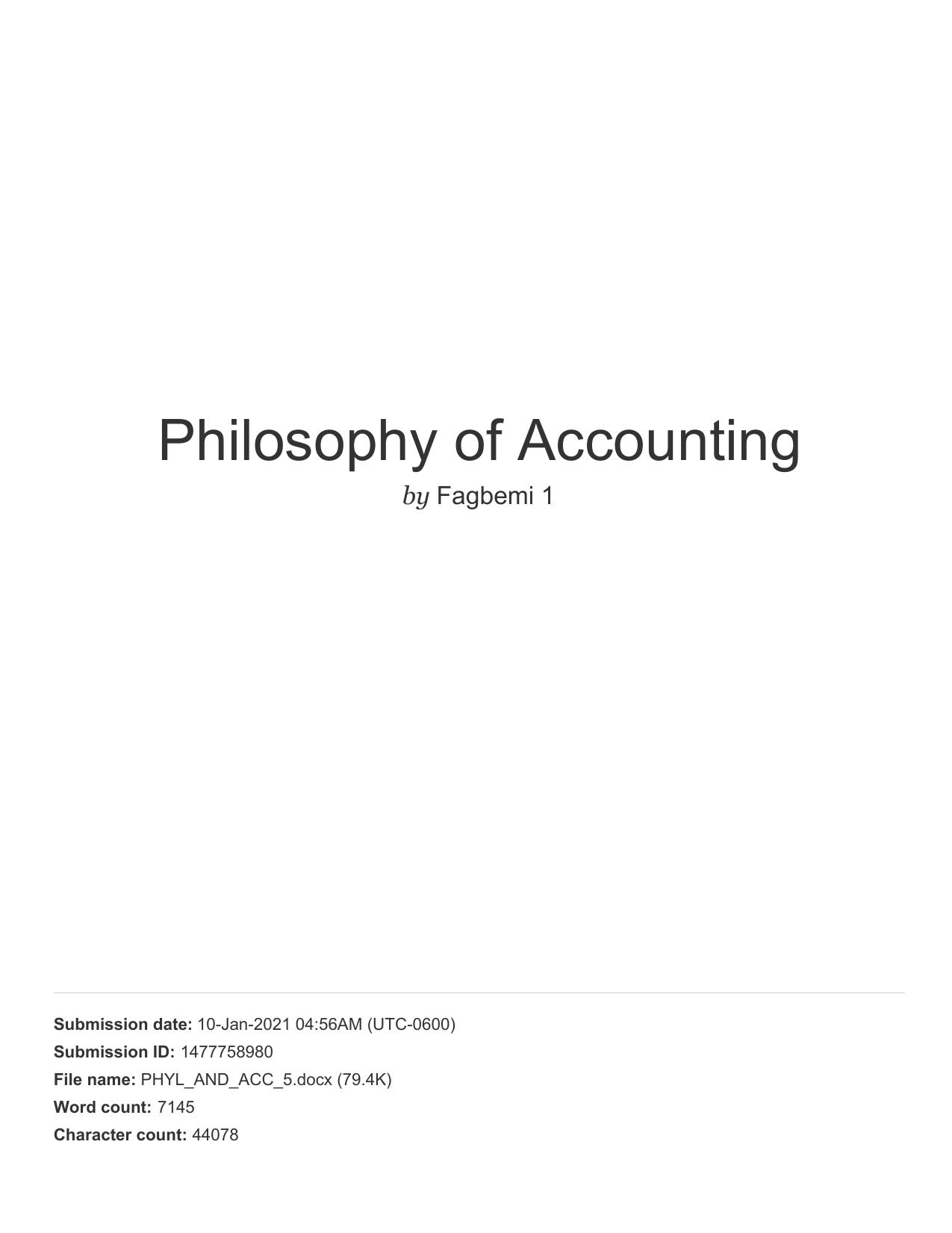 Philosophy of Accounting