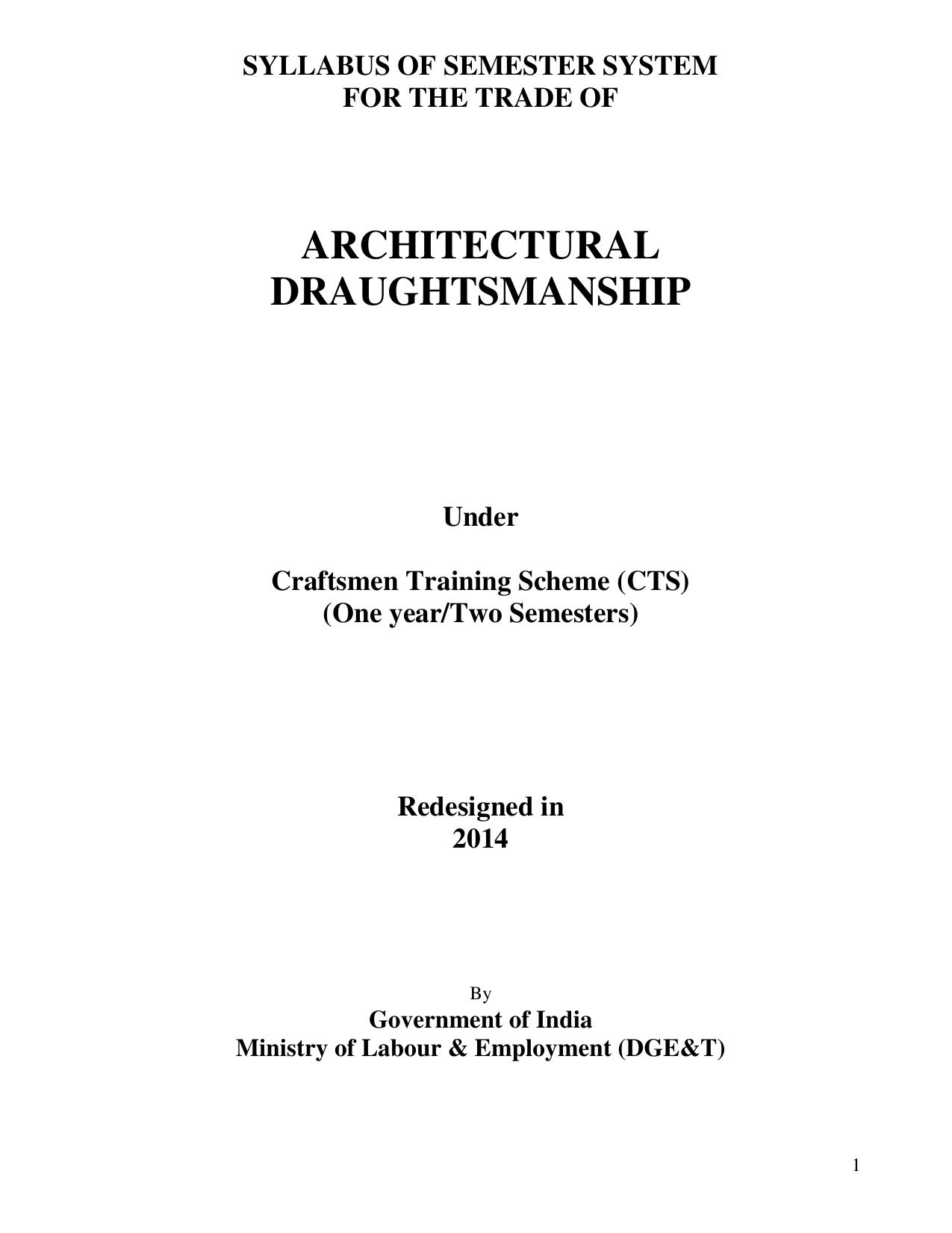 Syllabus for the trade of Architectural Draughtsmanship under CTS
