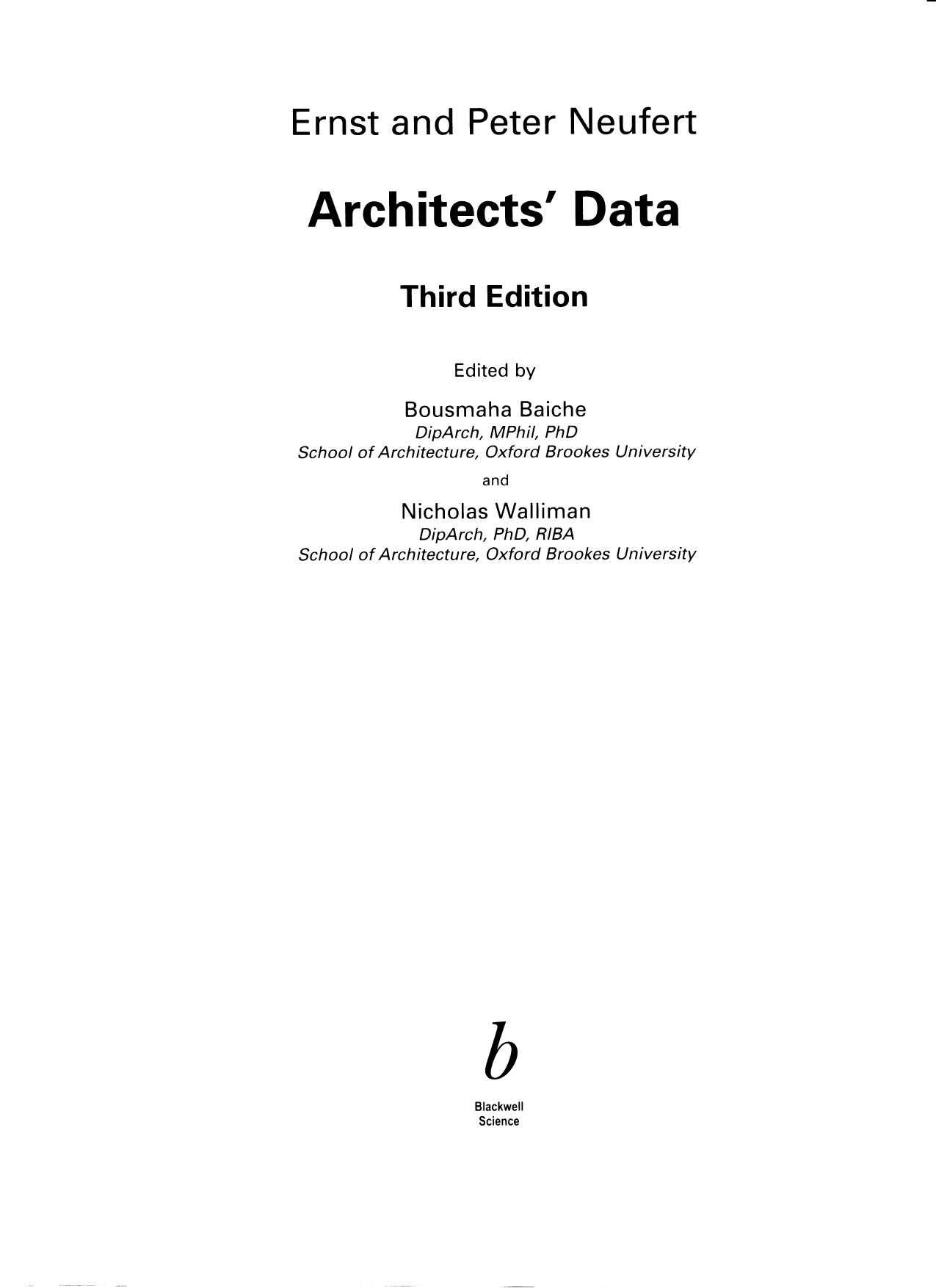 Architects' Data 3rd Ed Blackwell Science 1999