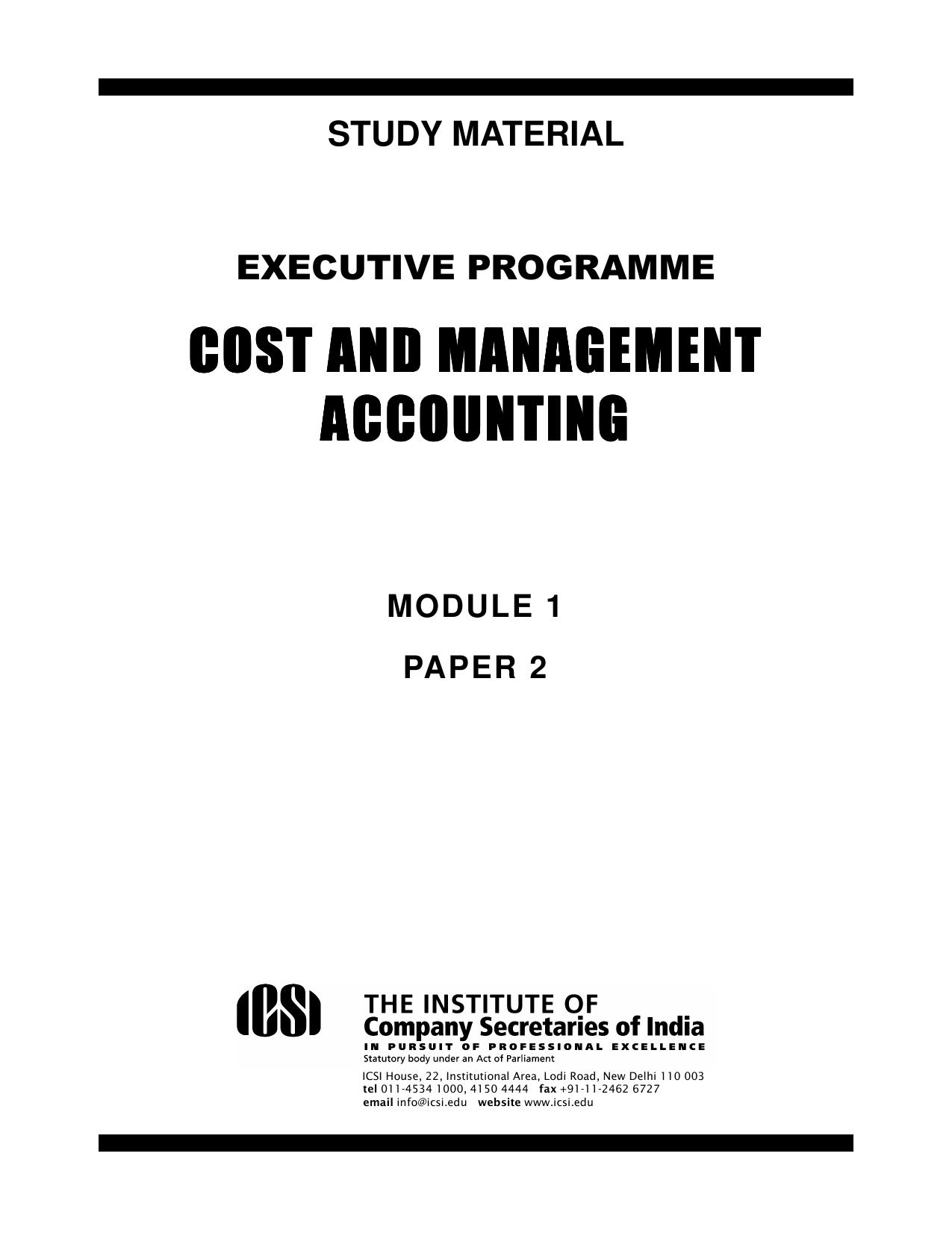 cost and management accounting 2017