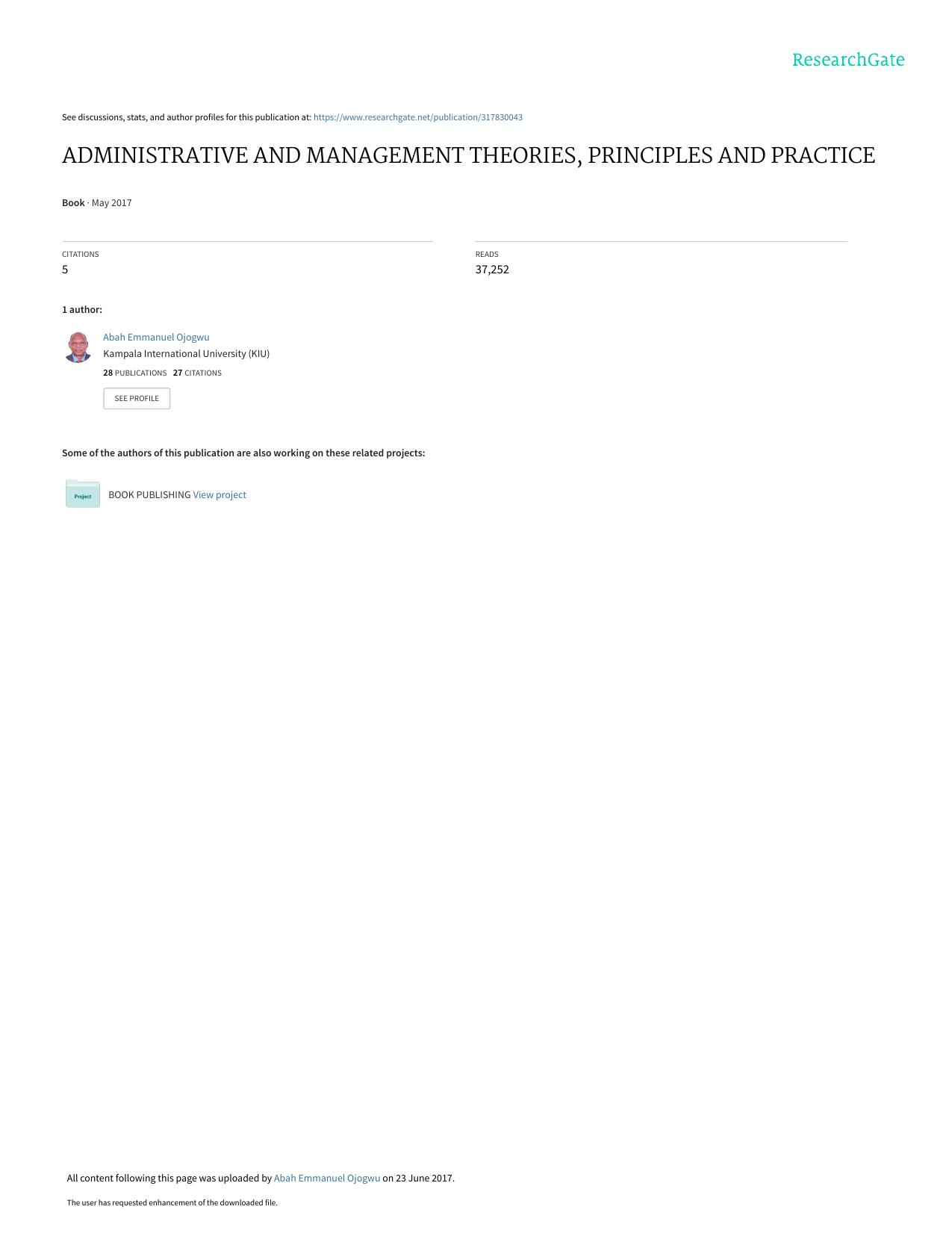 Theories and Principles of Administration 2017