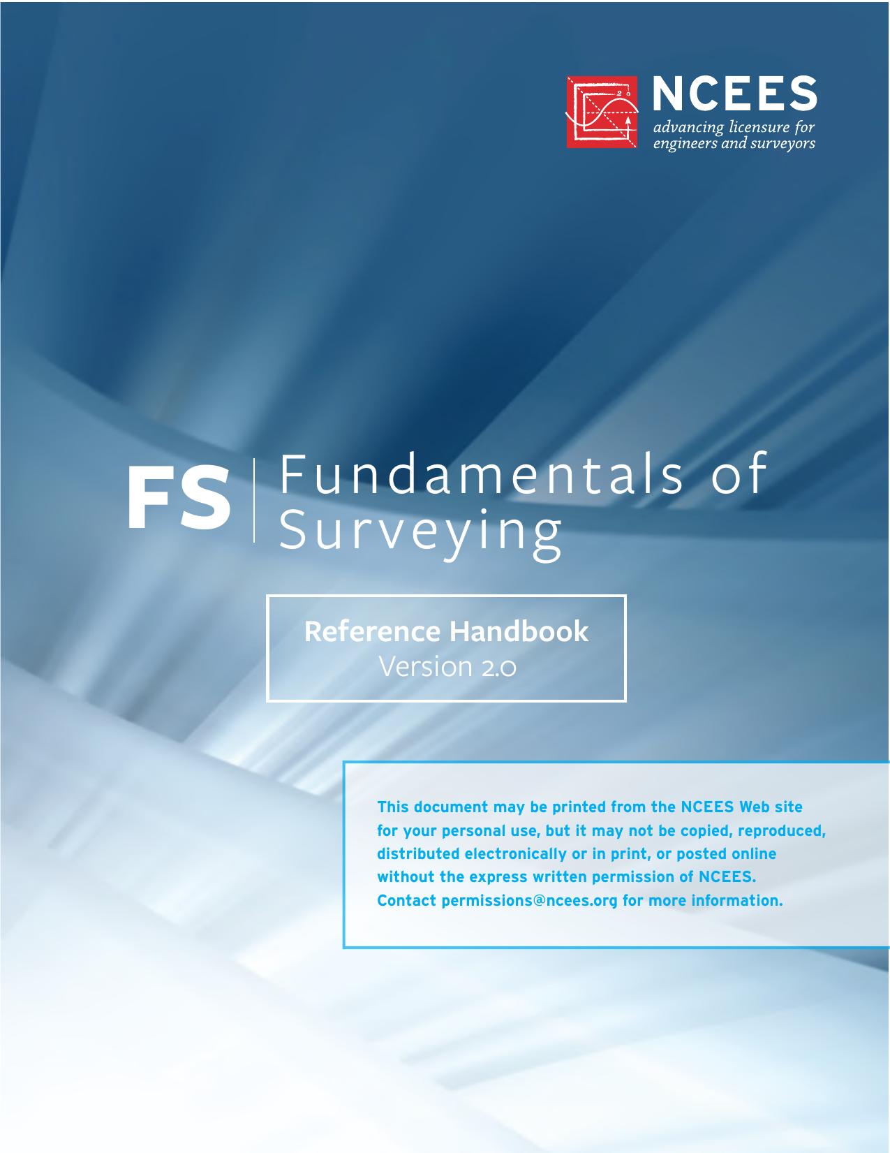 FS Fundamentals of Surveying Reference Handbook 2.0 National Council of Examiners for Engineering Surveying (NCEES) 2020