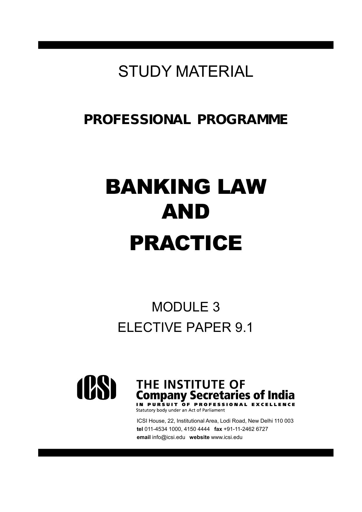 Banking Law and Practice Study Material