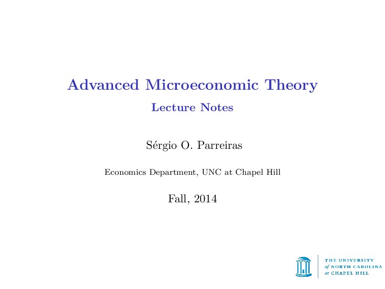 Advanced Microeconomic Theory - Lecture Notes