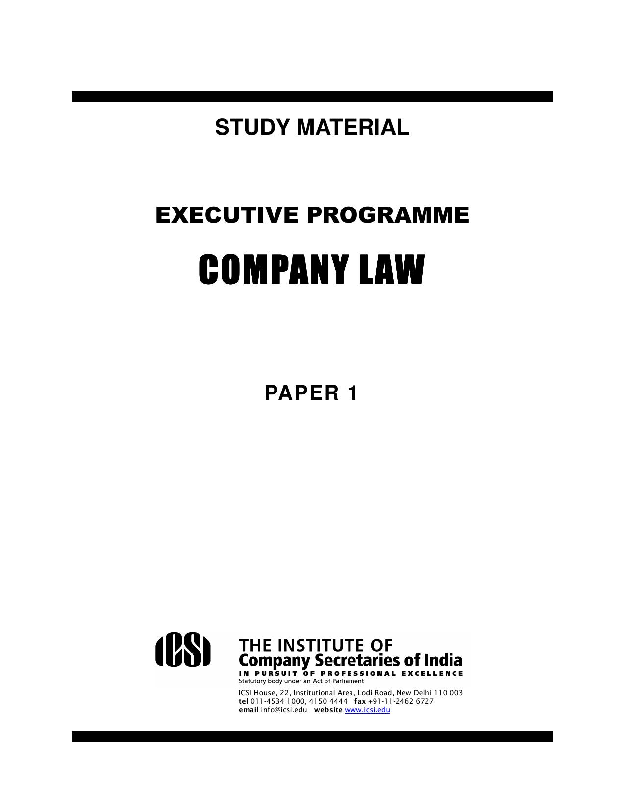 Company Law Executive  Study Material 2014