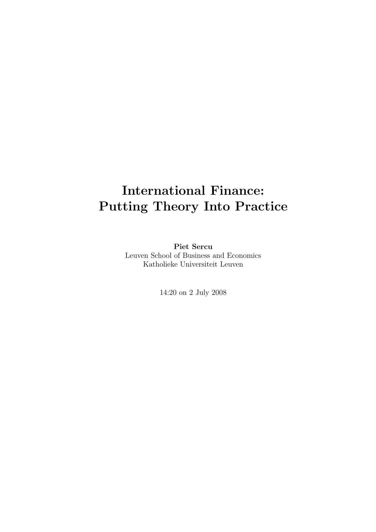 International Finance-Putting Theory Into Practice 2008