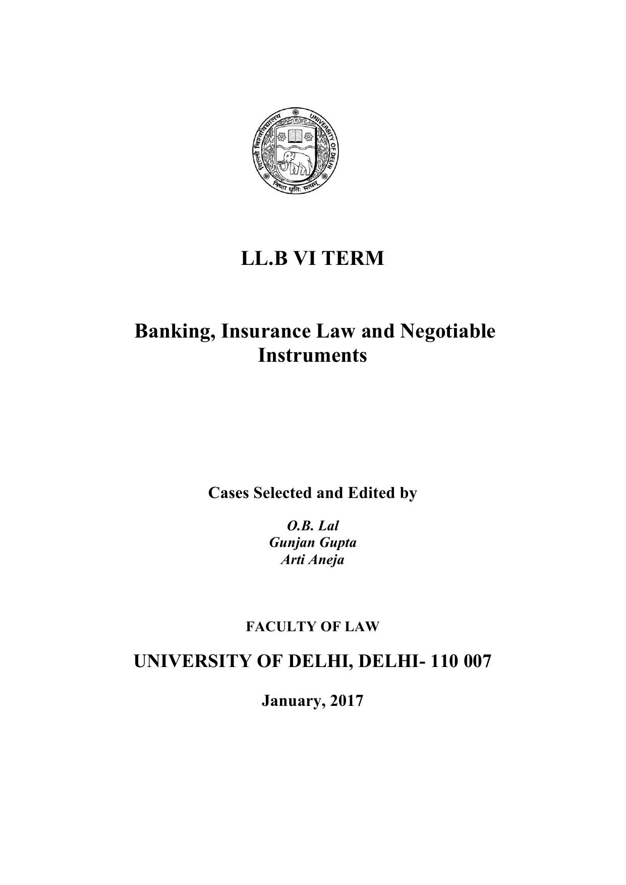 Banking and Insurance Law 2017