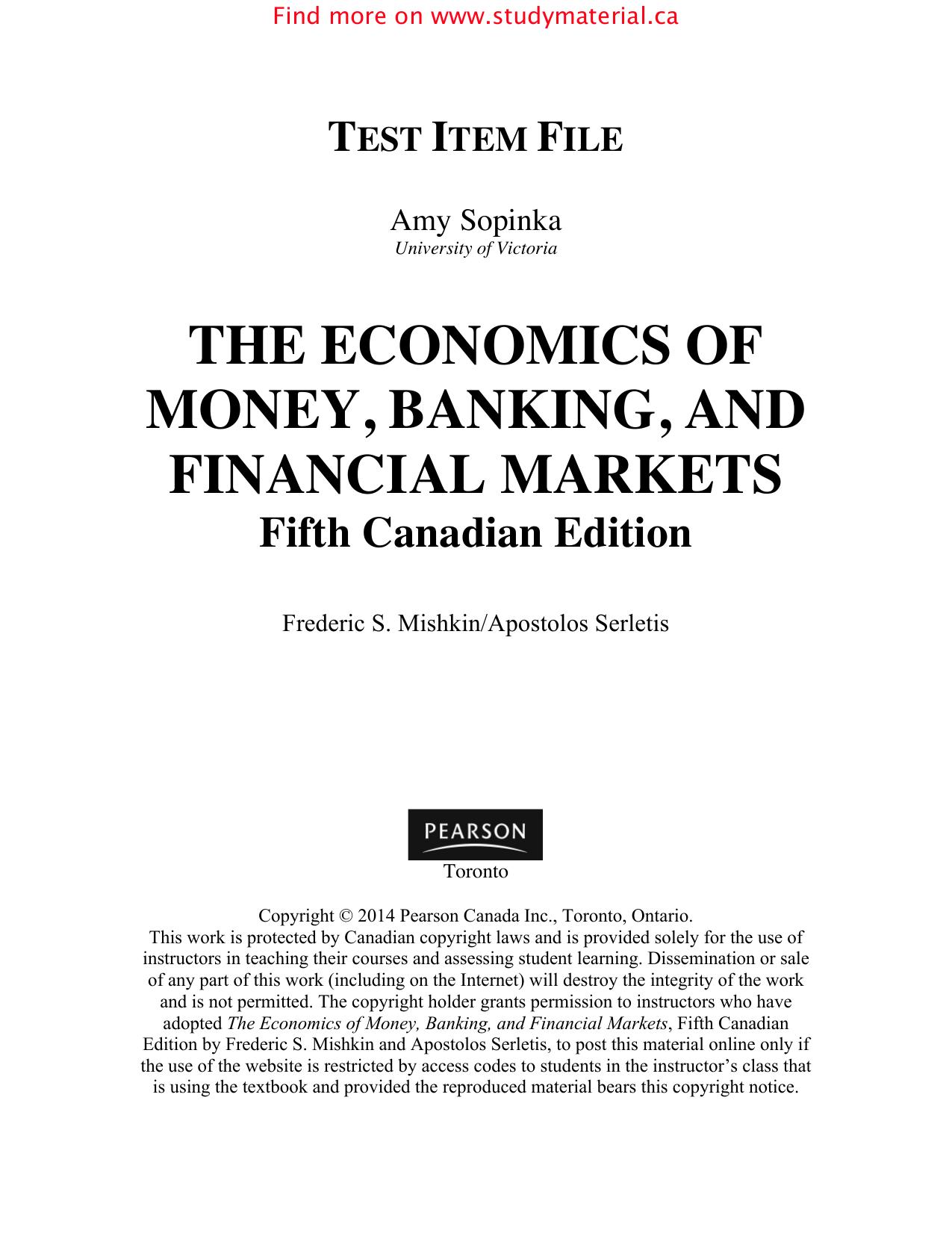 the economics of money, banking, and financial markets 2014