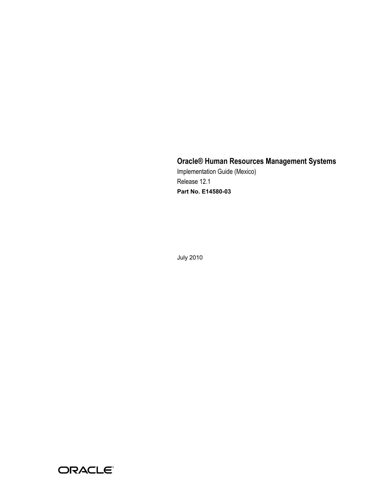 Oracle® Human Resources Management Systems 2010