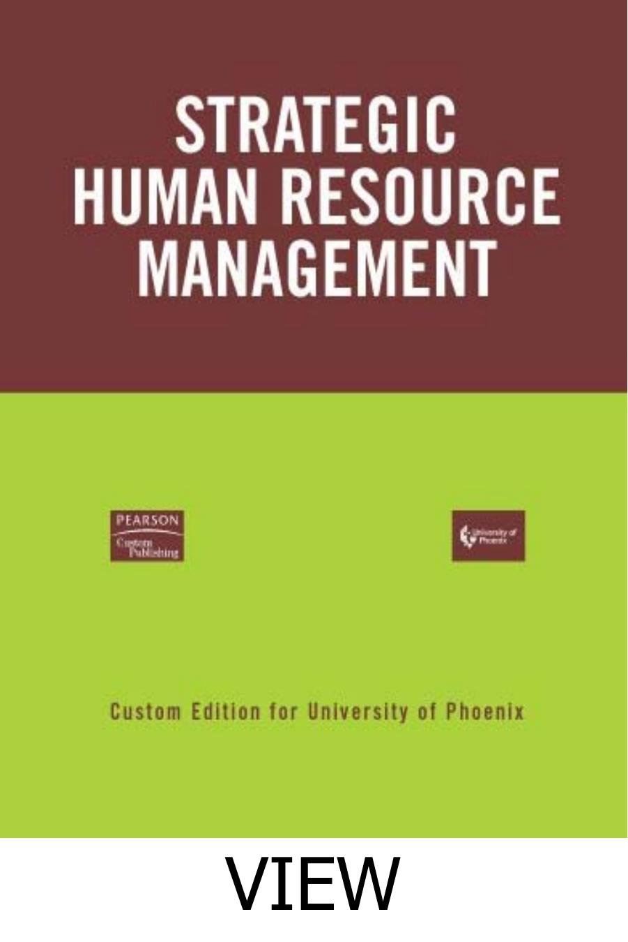 Strategic Human Resource Management view 2001