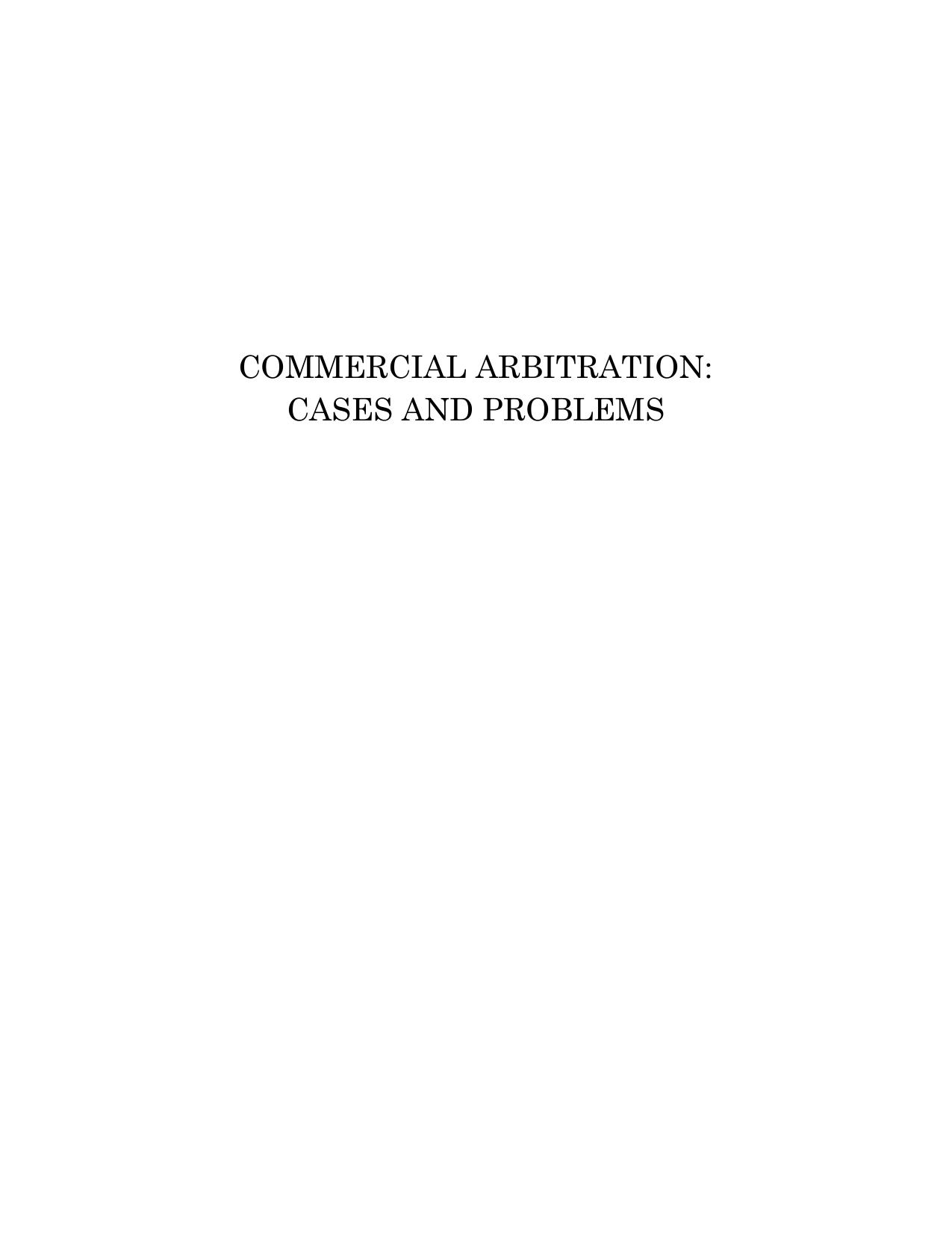 Commercial Arbitration Cases and Problems 2015