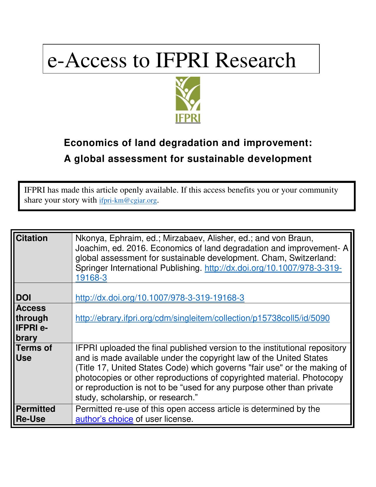 Economics of Land Degradation and Improvement 2016