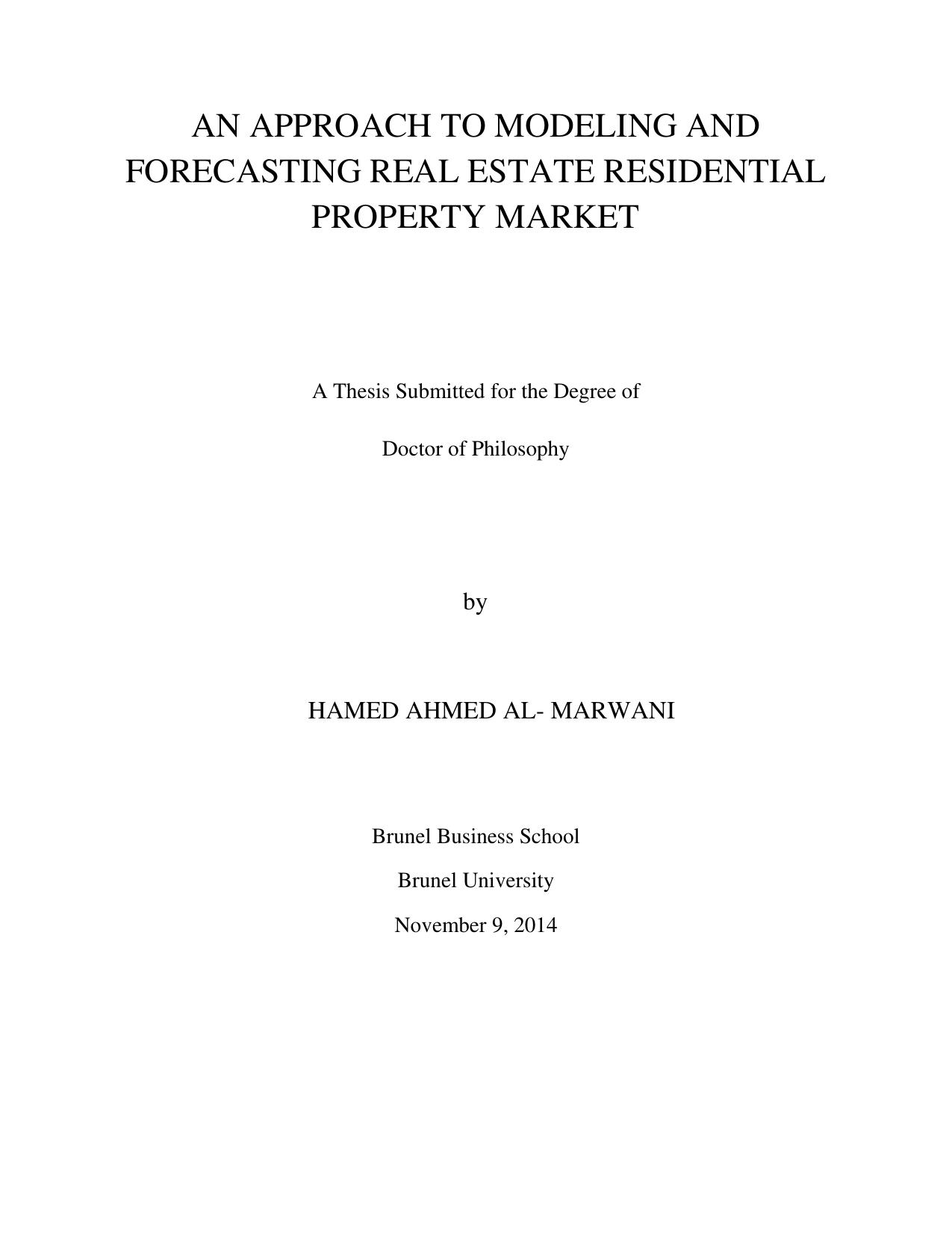 MODELING AND FORECASTING REAL ESTATE  2014