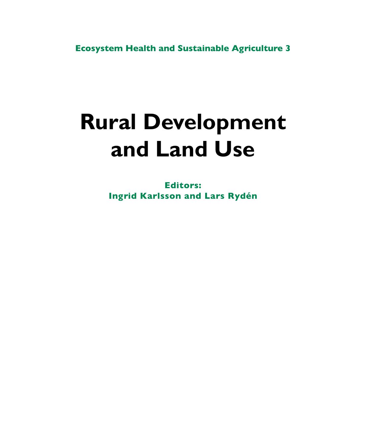 Rural Development and Land Use 2012