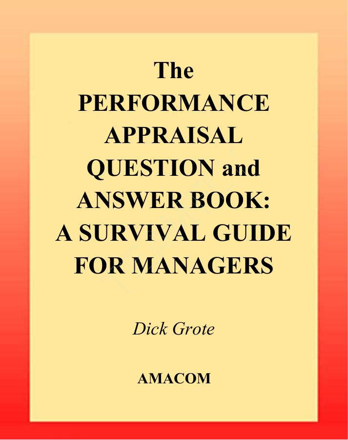 The PERFORMANCE APPRAISAL QUESTION and ANSWER BOOK 2002
