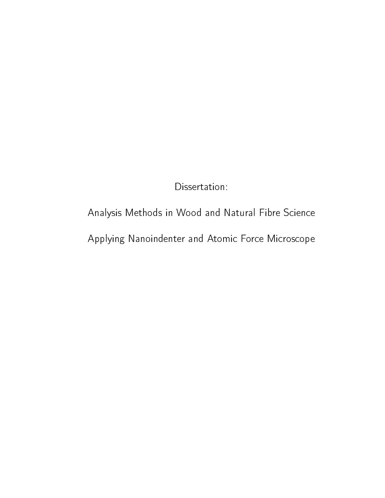 ANALYSIS METHOD IN WOOD AND NATURAL FIBRE   2014