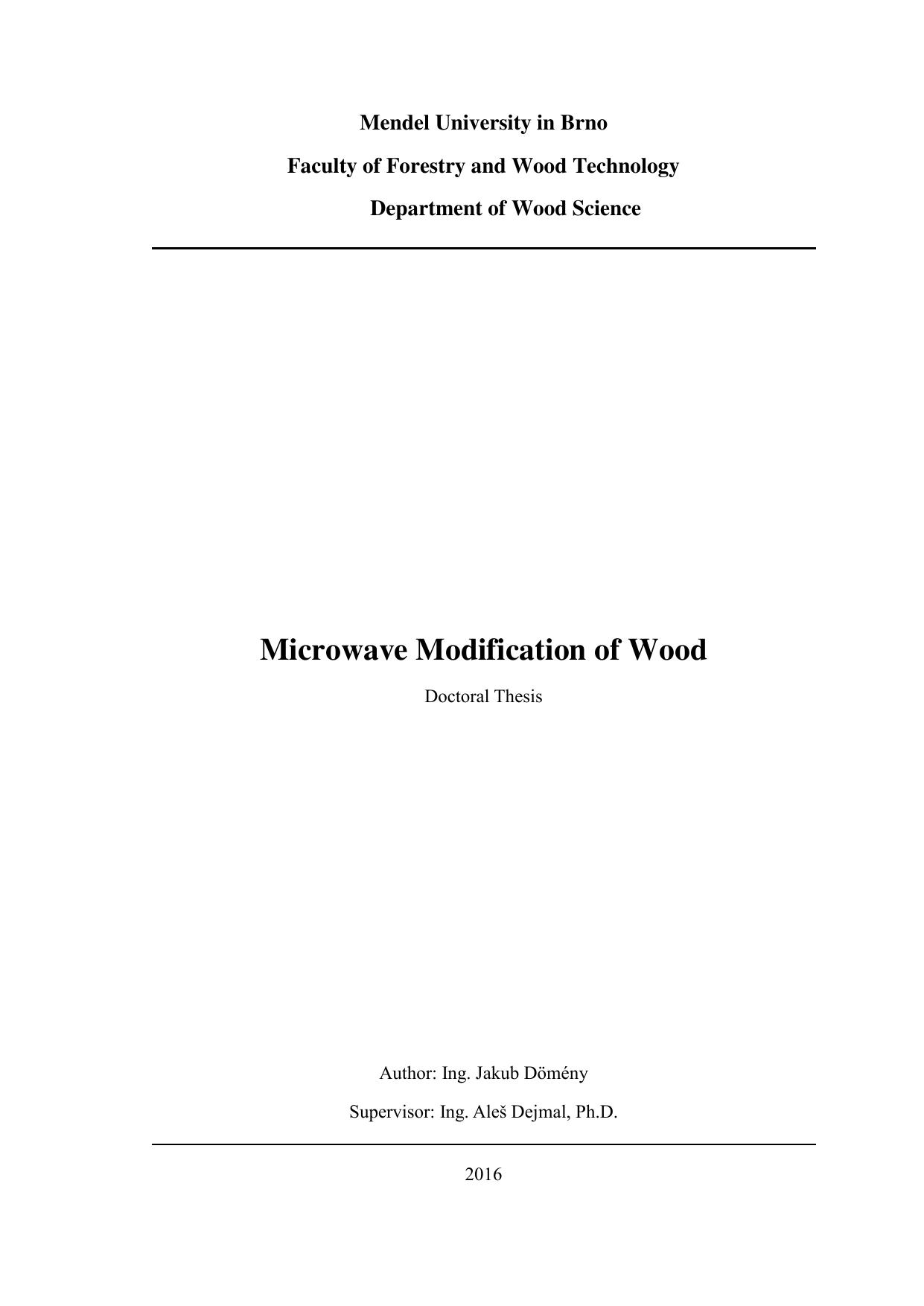 Microwave Modification of Wood  2016