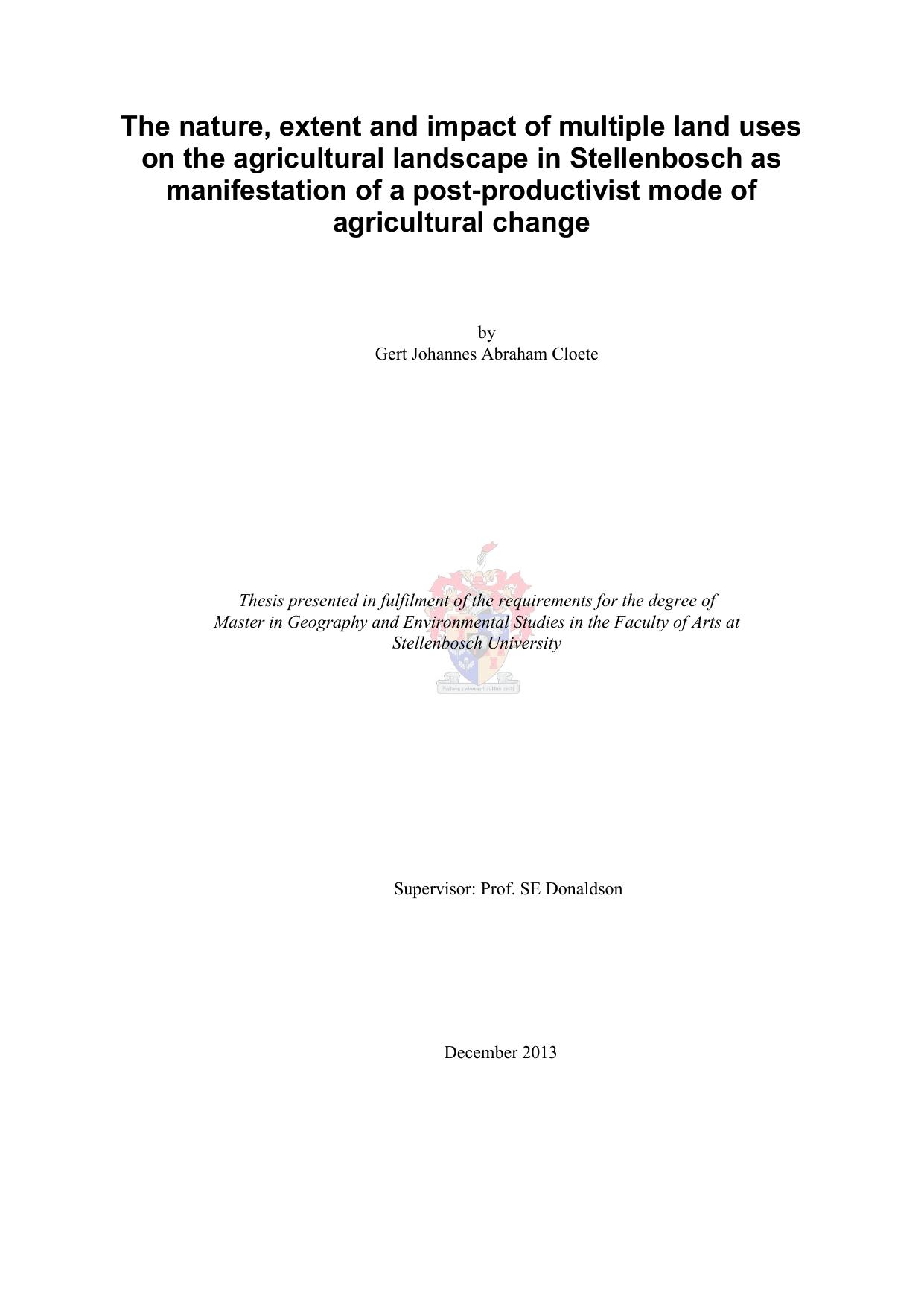 The nature extent and impact of multiple land,    2013