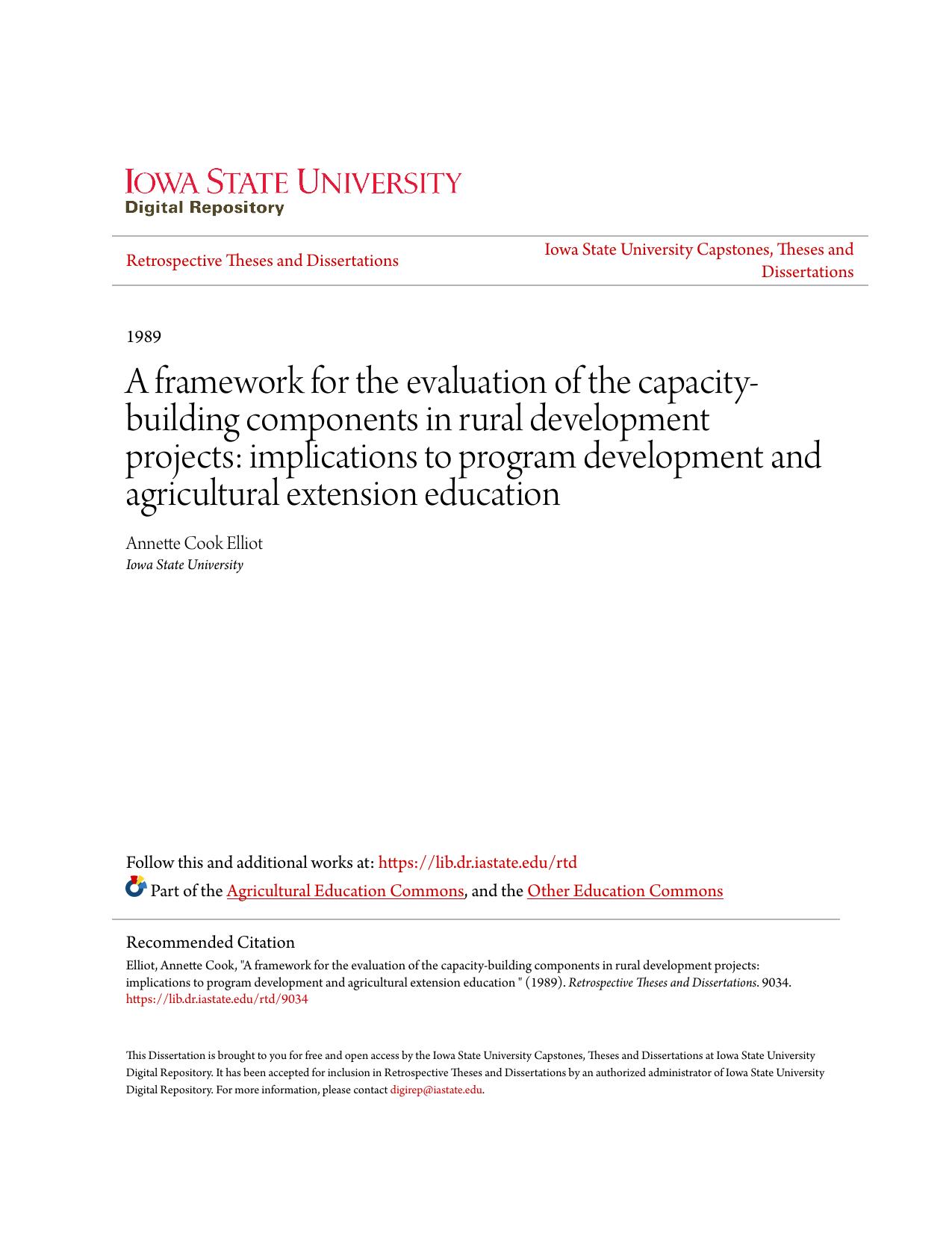 A framework for the evaluation of the capacity-building components in rural development projects: implications to program development and agricultural extension education