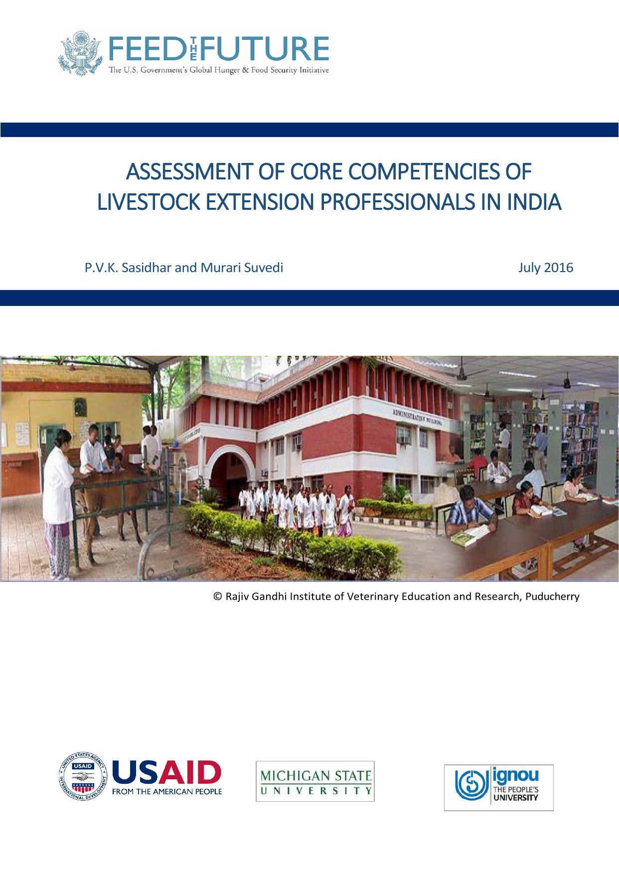 ASSESSMENT OF CORE COMPETENCIES OF LIVESTOCK EXTENSION PROFESSIONALS IN INDIA 2016