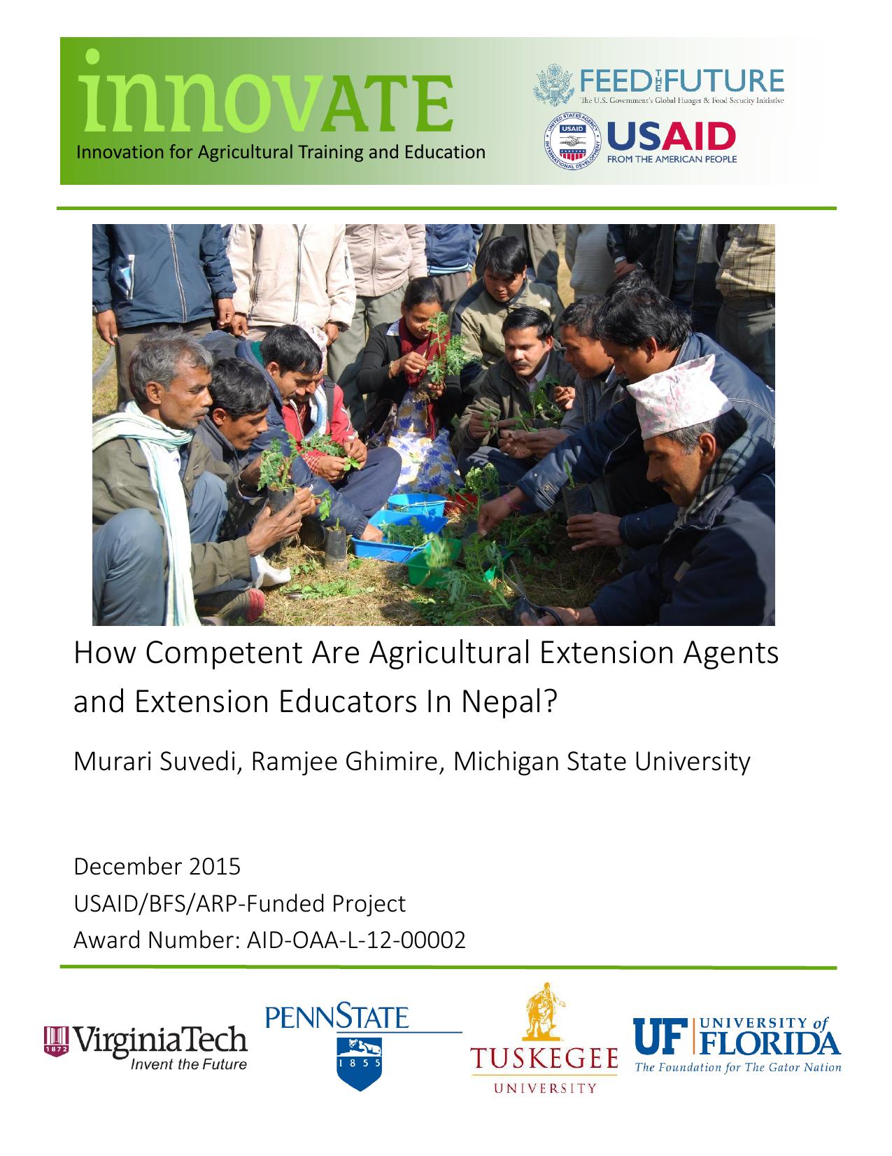 How Competent Are Agricultural Extension Agents and Extension Educators In Nepal 2015