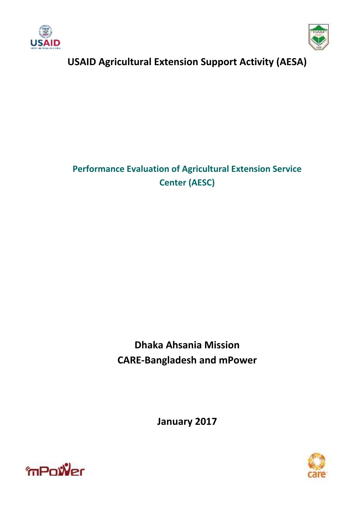 Performance Evaluation of Agricultural Extension Service centre 2017