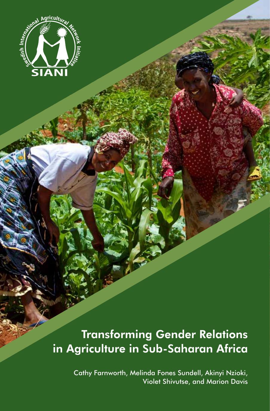 Transforming gender relations agriculture in Sub-Saharan Africa 2013