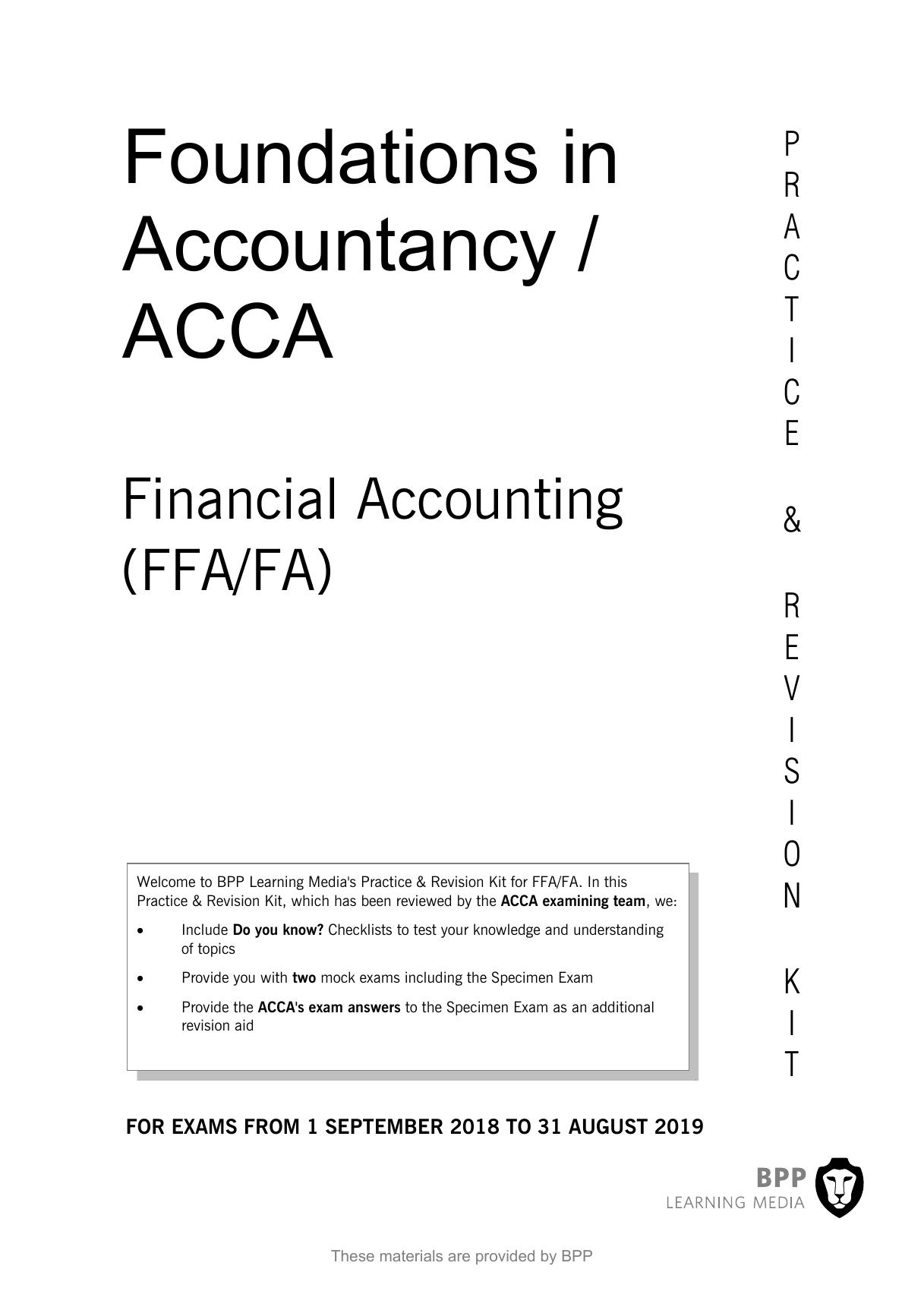 ACCA F3 Financial Accounting Practice & Revision Kit 2018