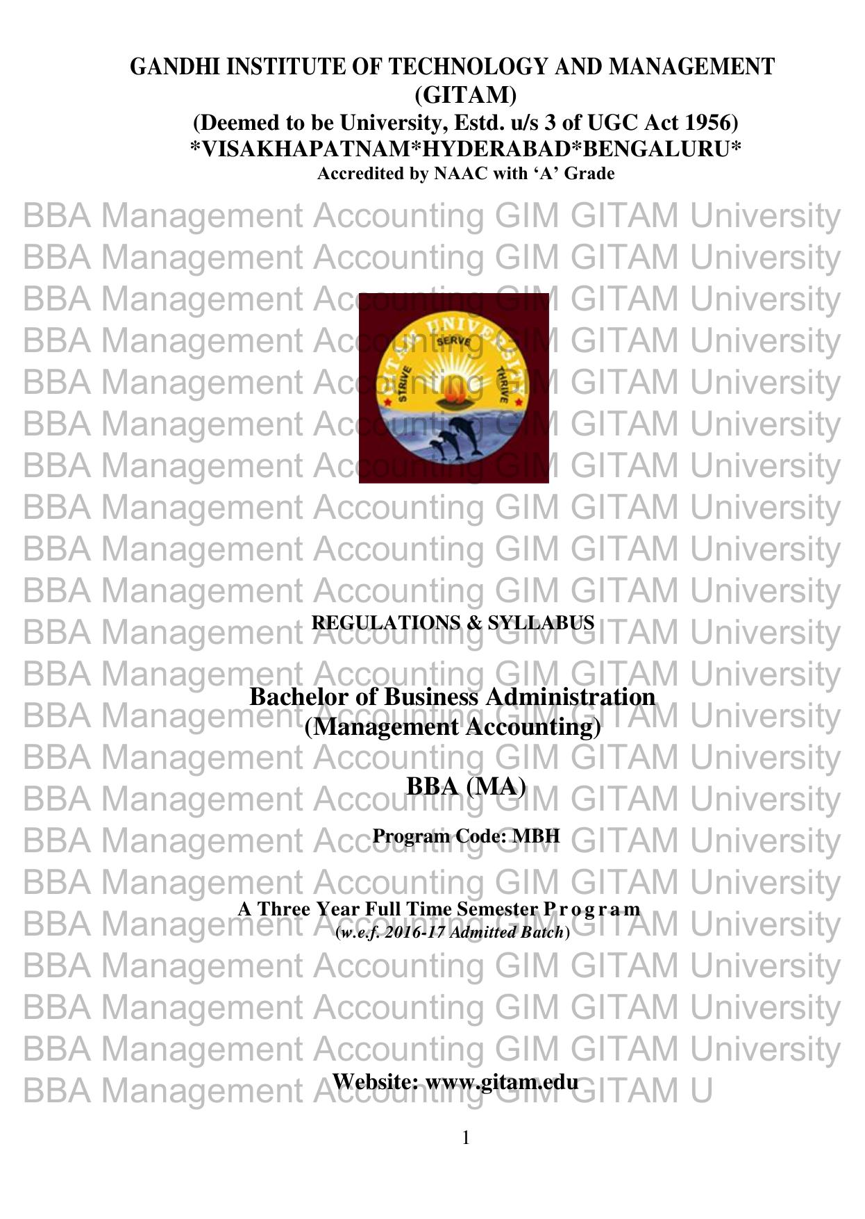 BBA (Management Accounting) 2017