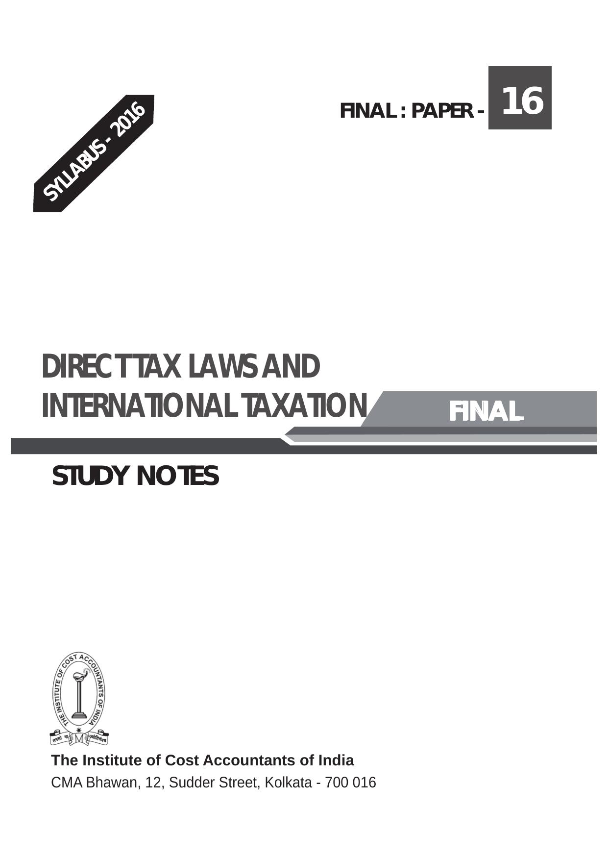 direct tax laws and international taxation 2018