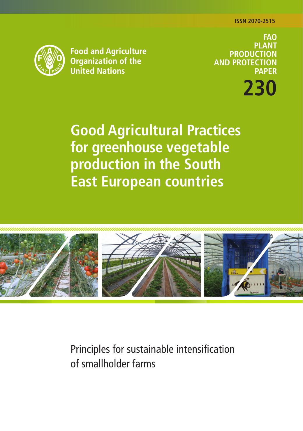 GOOD AGRICULTURAL PRACTICES FOR GREENHOUSE VEGETABLE PRODUCTION 2017
