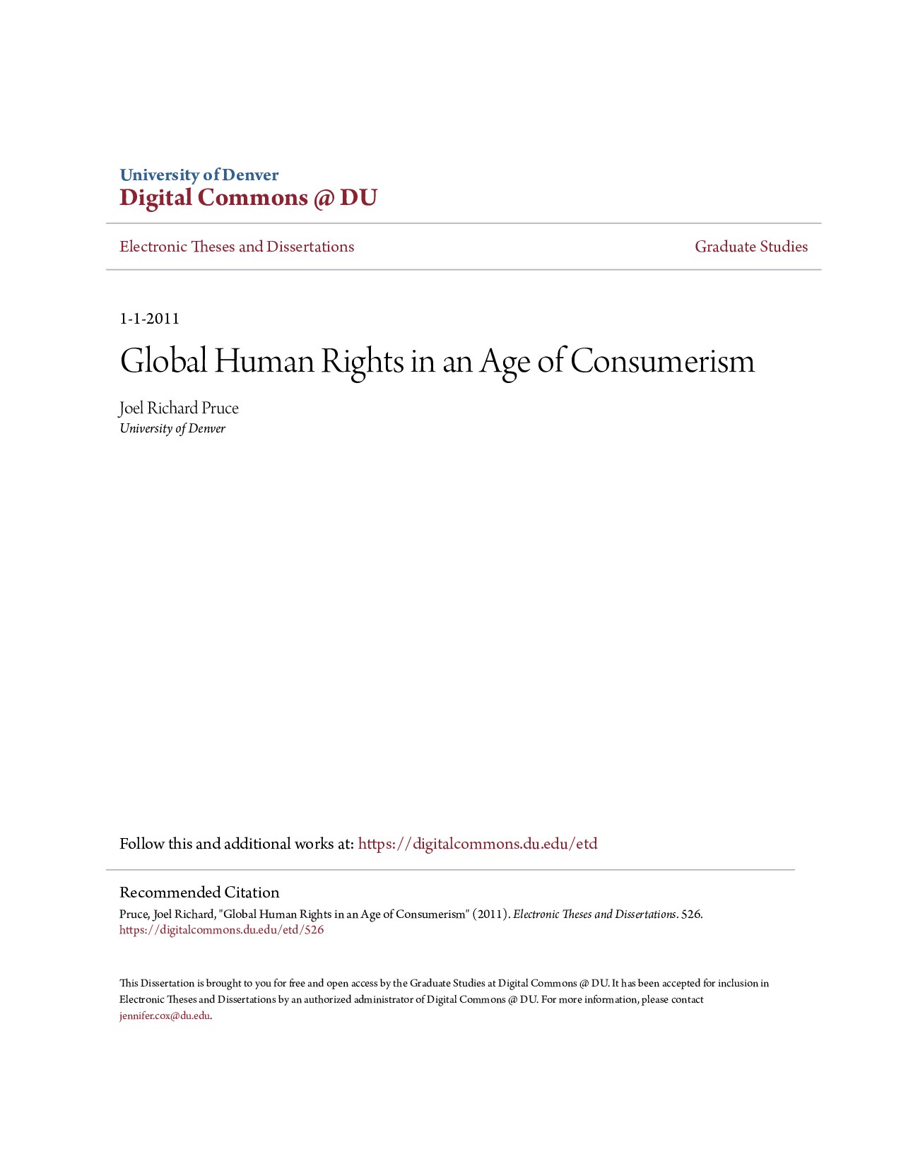 Global Human Rights in an Age of Consumerism