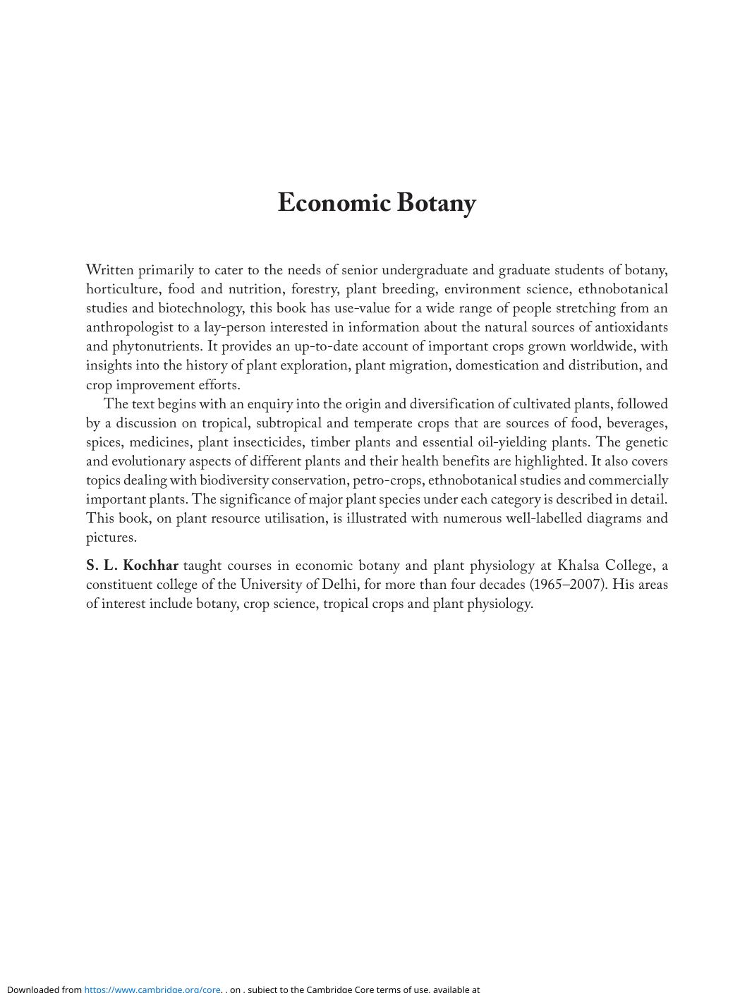 Economic Botany A Comprehensive Study by S. L. Kochhar 2016