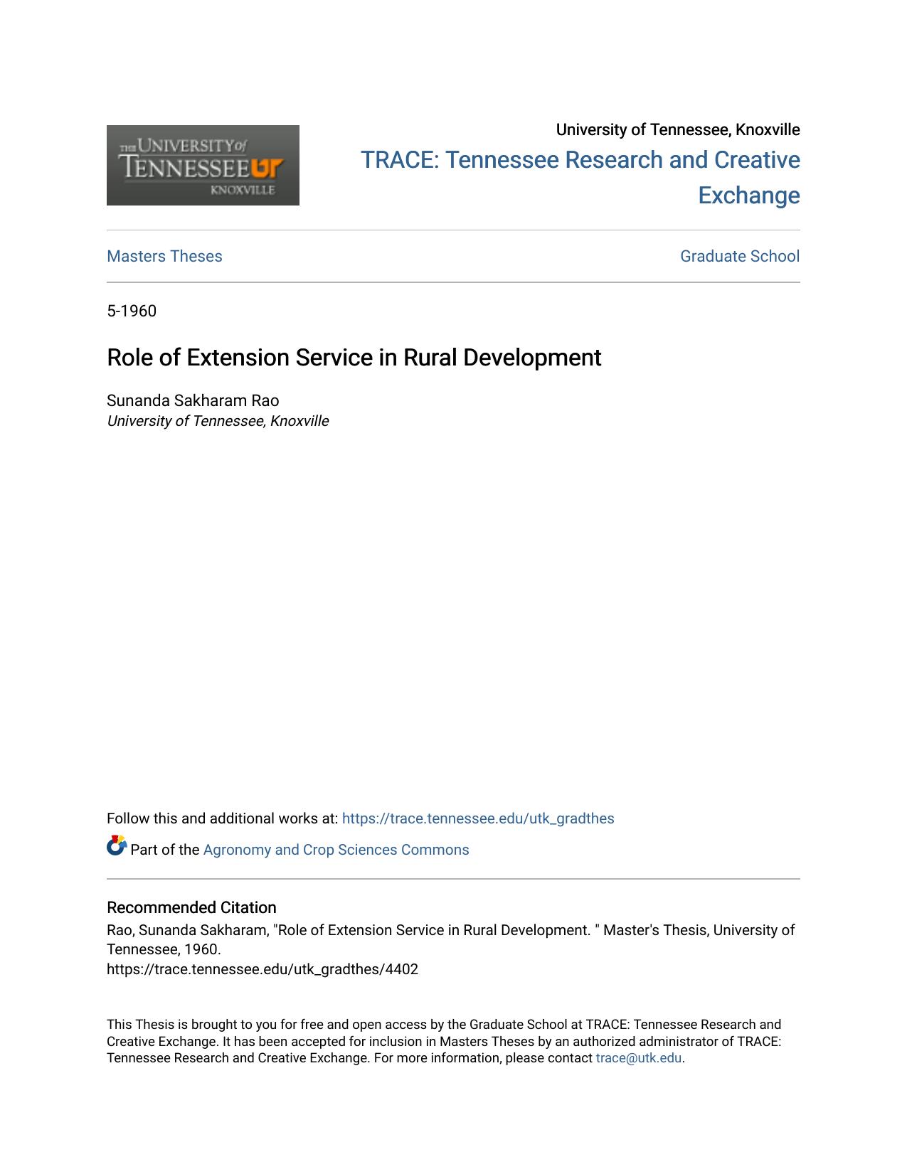 Role of Extension Service in Rural Development