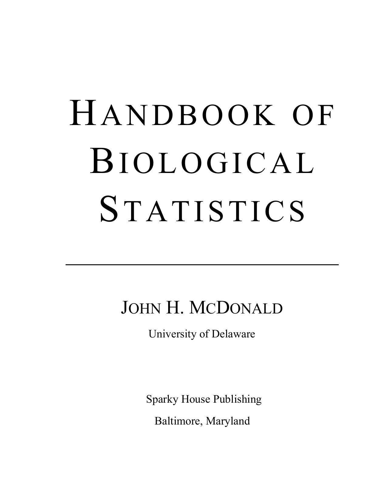 Handbook of Biological Statistics 2008