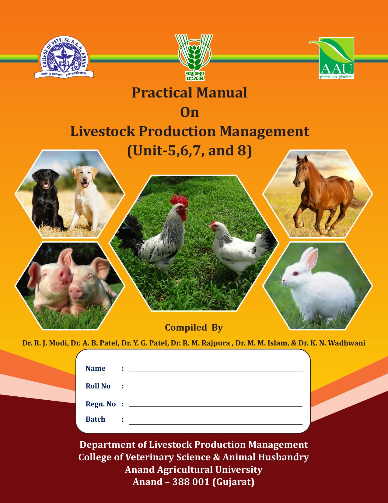 Practical Manual On Livestock Production Management 2015