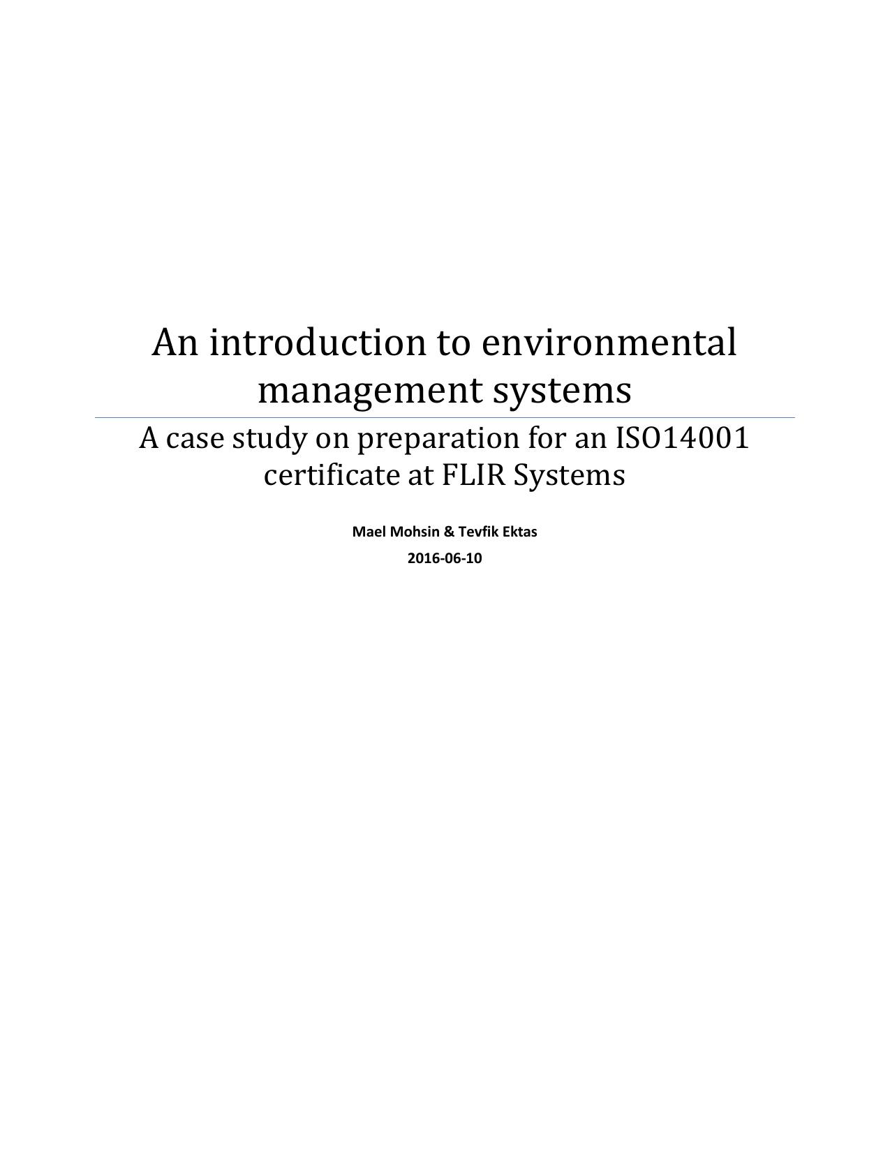 An introduction to environmental management systems