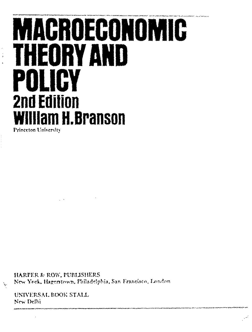 Macroeconomic Theory and Policy 2016