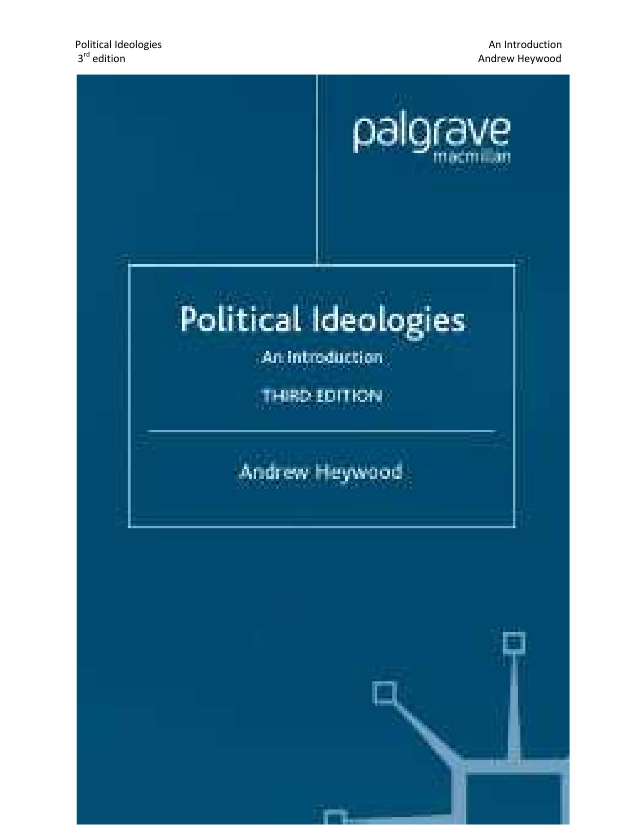Political Ideologies An Introduction 3rd edition Andrew Heywood 2010