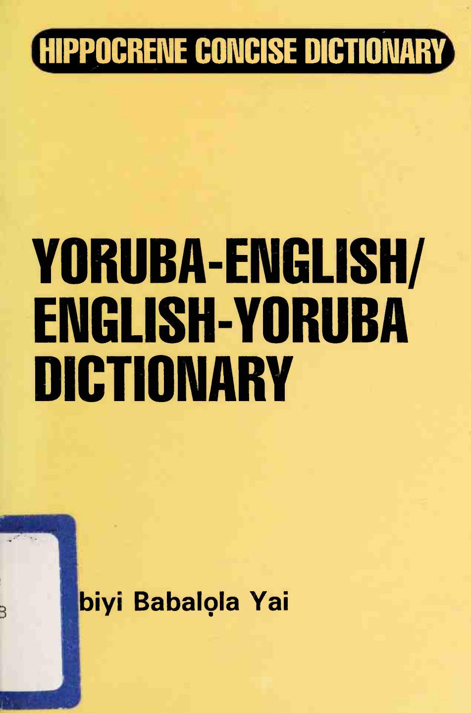 Yoruba-English/English-Yoruba concise dictionary
